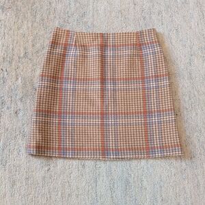 Ottod'ame Classic Plaid Tan Mini Skirt
